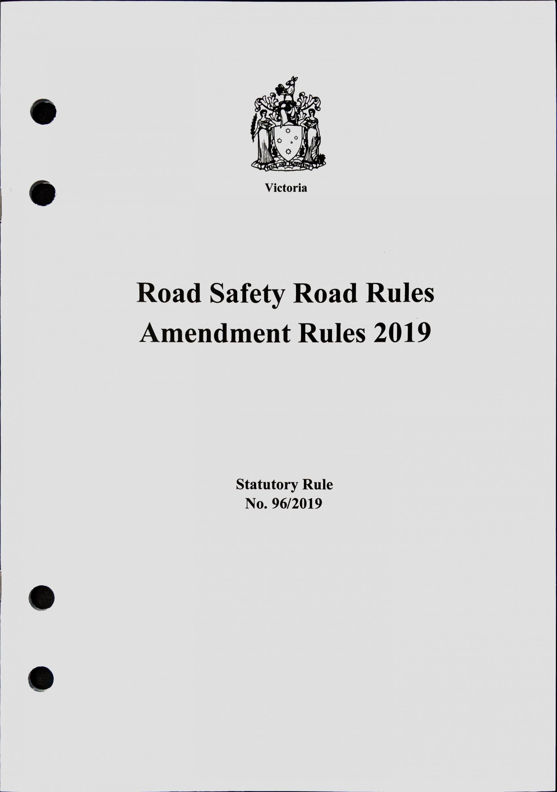 Road Safety Road Rules Amendment Rules - Latest Version